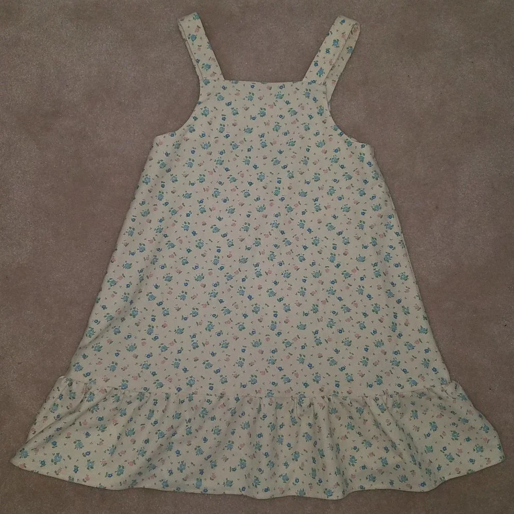 Handmade JOY Girls Corduroy Dress Yellow Pink Floral Ballet Slippers APPROX 4-6